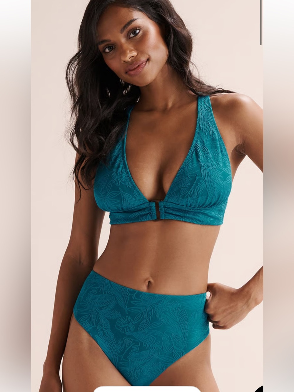 Skye Swimwear Teal Textured V-Neck Bikini Set